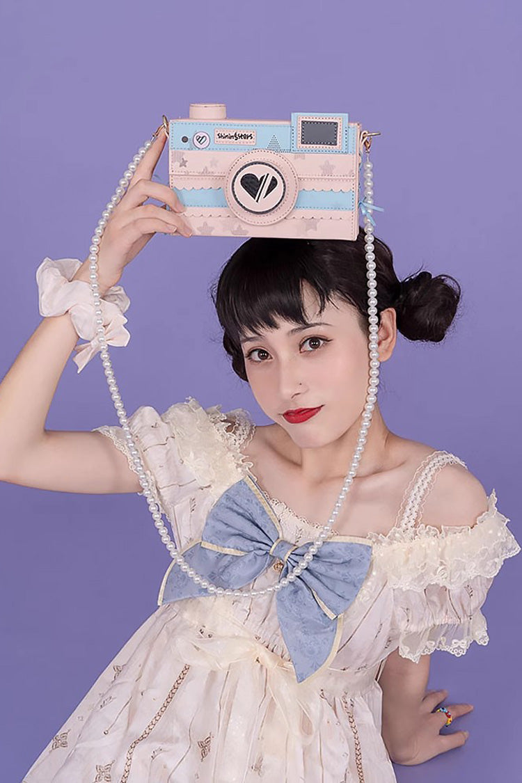 Blue/Pink Camera Sweet Lolita Crossbody Bag - Blue/Pink - 1