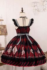 Black/Red Heart Print Bowknot Sweet Princess Alice Lolita Jsk Dress - Product - 6
