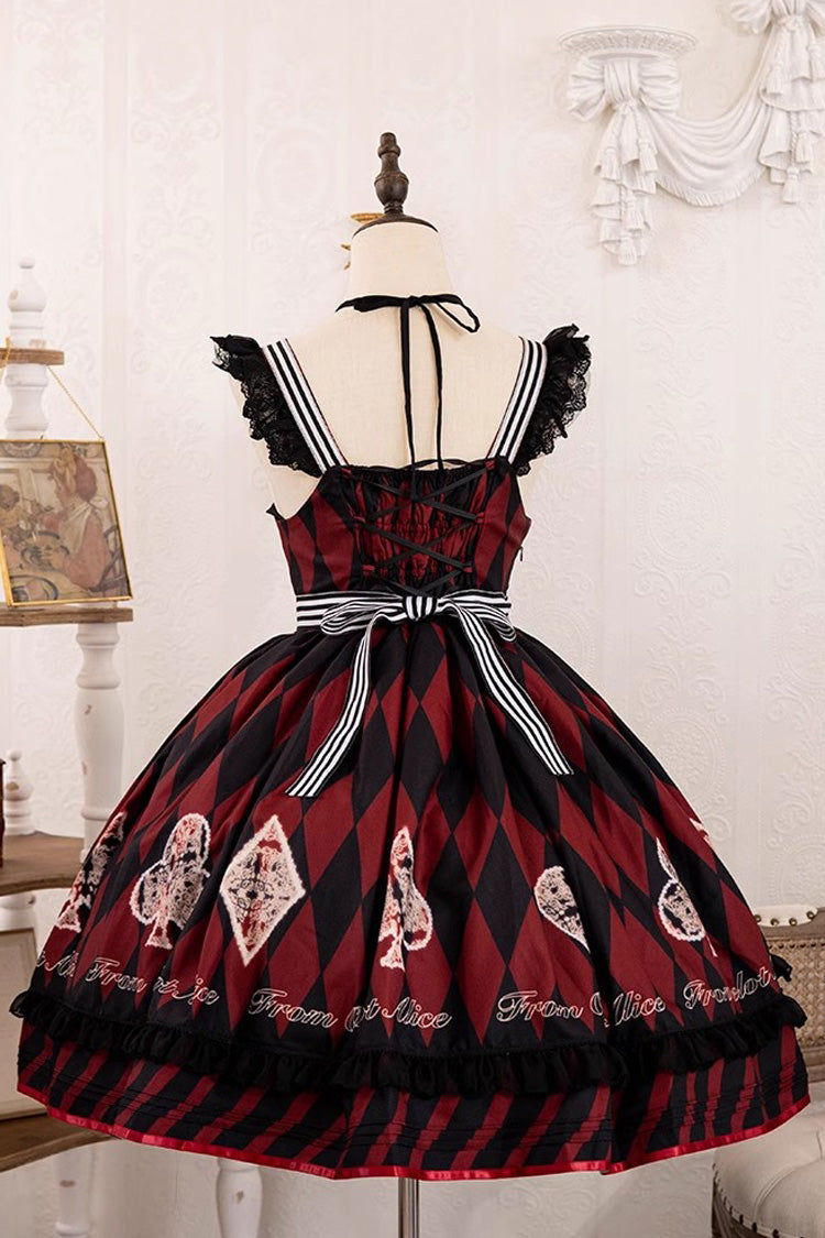 Black/Red Heart Print Bowknot Sweet Princess Alice Lolita Jsk Dress - Product - 6