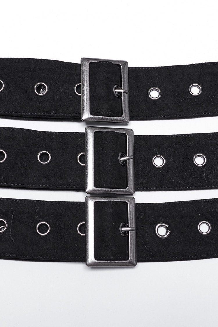Black Skull Eyelets Buckle Men's Punk Belt - Product - 6