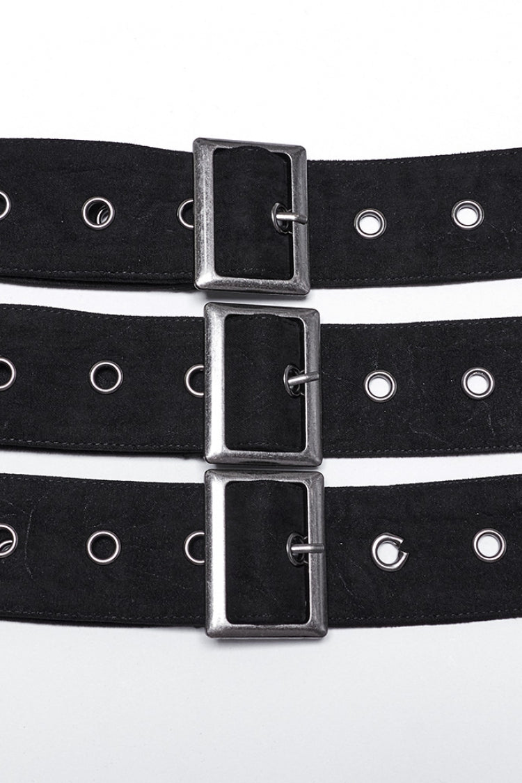 Black Skull Eyelets Buckle Men's Punk Belt - Product - 6