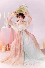 Multi-Color Ruffle Lace Sweet Chinese Style Elegant Princess Lolita Jsk Dress Set - Product - 5
