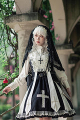Black Paradise Cross Print Ruffle Sleeveless Gothic Lolita Dress - Product - 12