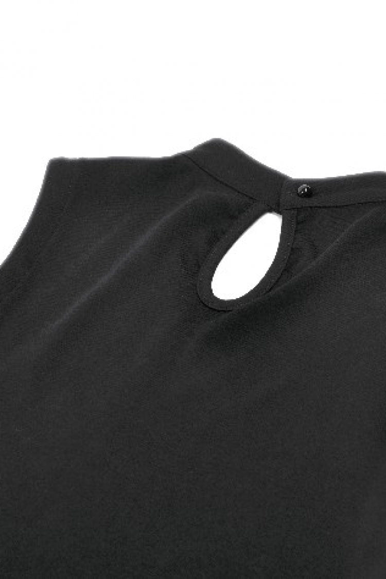 Black Women's Punk Cross Eyelet Cut-Out Coffin Mesh Splice Tank Top - Product - 14