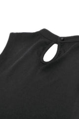 Black Women's Punk Cross Eyelet Cut-Out Coffin Mesh Splice Tank Top - Product - 14