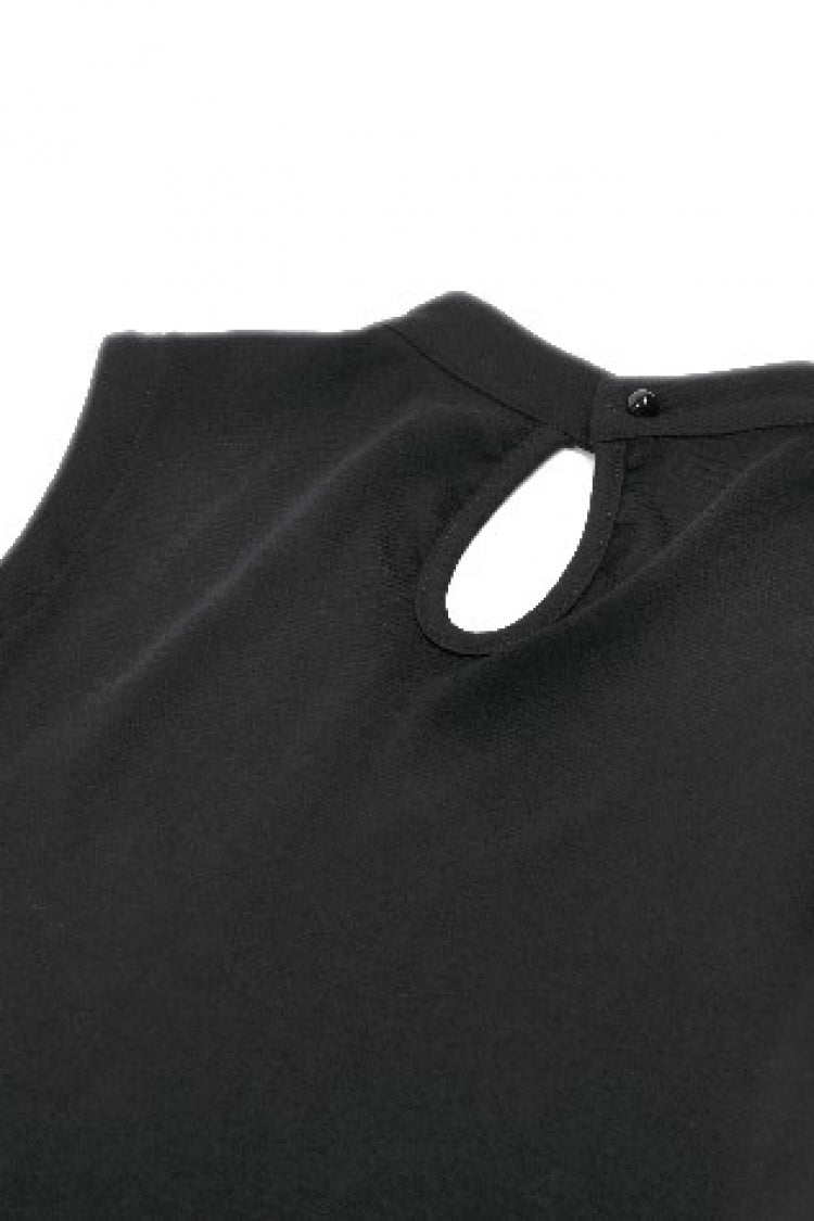 Black Women's Punk Cross Eyelet Cut-Out Coffin Mesh Splice Tank Top - Product - 14