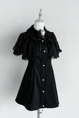 Jirai Kei Lapel Collar Short Sleeves Lace Dress 3 Colors - Product - 3