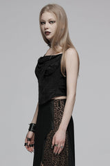 Black Texture Pleated Hollow Women's Gothic Vest - Product - 2