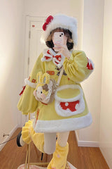 Yellow [Mushroom House] Long Sleeves Embroidery Bowknot Sweet Lolita Coat - Product - 12