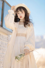 White Chinese Style Bronzing Flower Embroidery Sweet Lolita Jsk Dress - Product - 5
