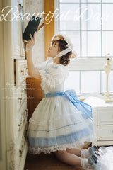 [Moonlight Sonata] Short Sleeves Ruffle Bowknot Lace Sweet Lolita Dress 4 Colors - Product - 8