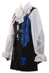 Subculture Plaid Print Ouji Fashion Prince Lolita Blouse Shorts Vest Set - Product - 3