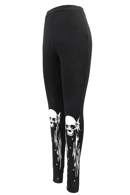 Black Punk Skull Wing Printed Womens Pants - Product - 2