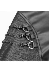 Black Crack Velvet Splice Knit PU Leather Metal Buckle Connect Chain Women's Punk Leggings - Product - 10
