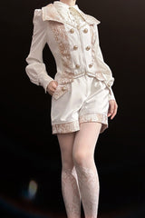 White Hot Stamping Embroidery Ouji Handsome Cool Lolita Vest - Product - 5