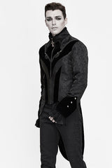 Black Bird Shaped Patchwork Swallowtail Mens Gothic Coat - Product - 2