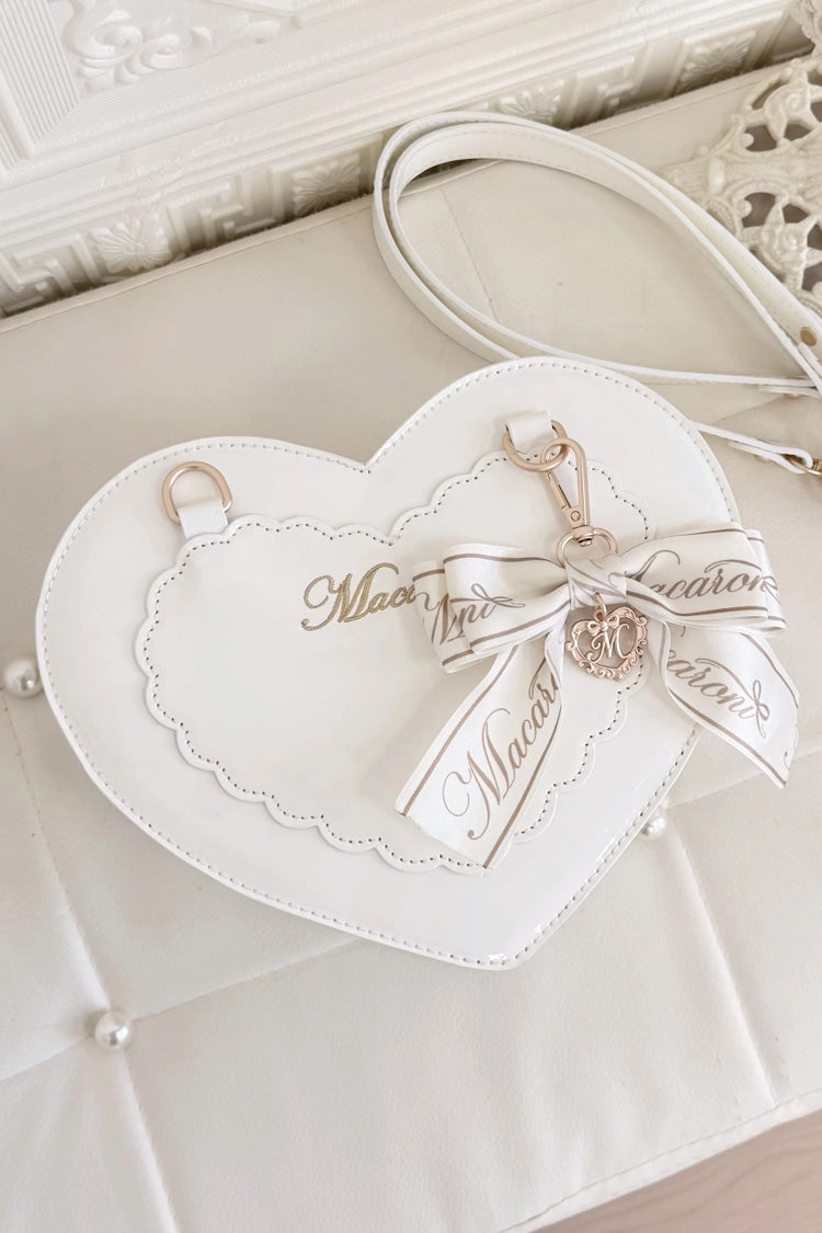 Heart-shaped Bow Elegant Sweet Lolita Crossbody Bag 4 Colors - Off-White - 1