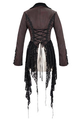 Red And Black Wavy Stripes Detachable Hem Short Womens Gothic Jacket - Product - 6
