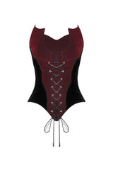 Red/Black Sleeveless Women's Gothic Bat Overbust Corset - Product - 3