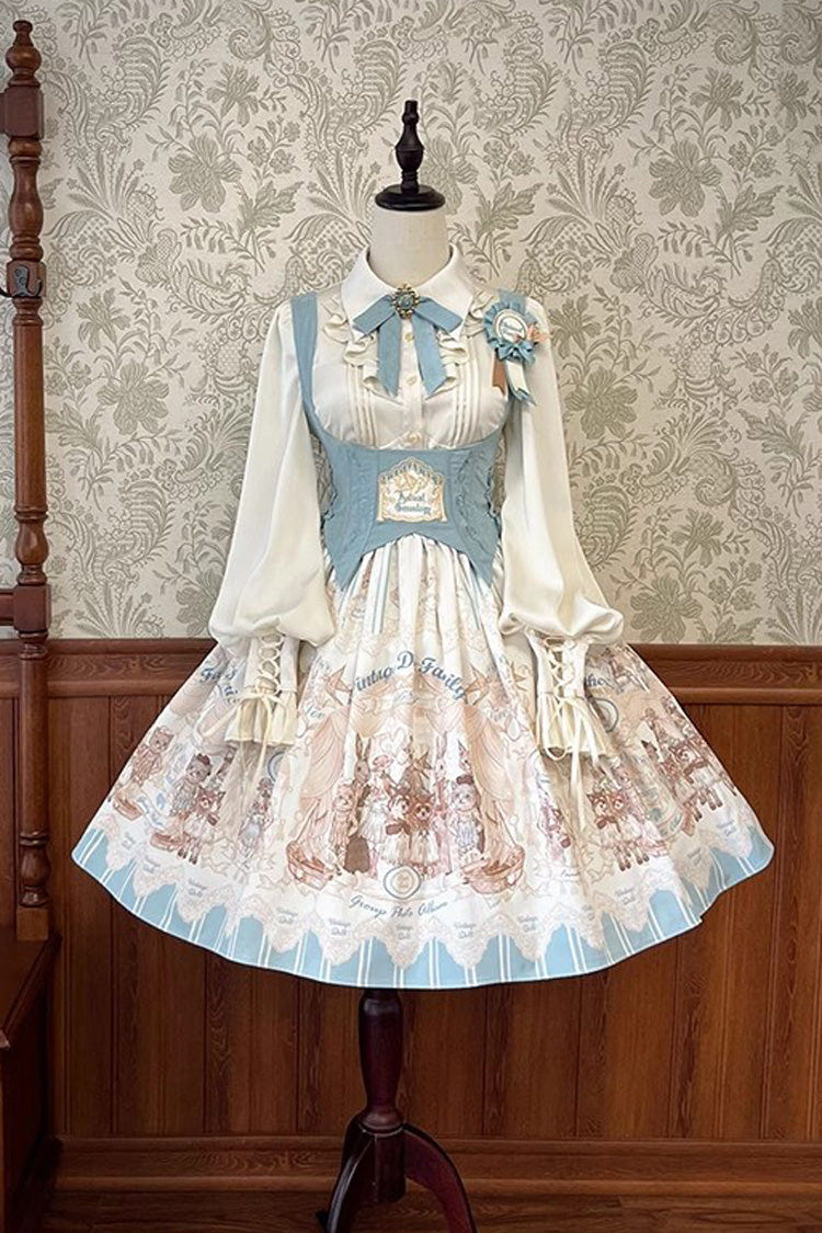Doll's House Print Ruffle Embroidery Short Version Sweet Lolita Jsk Dress 2 Colors - Product - 4