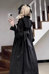 Black Long Sleeves Ruffle Bowknot Lace Gothic Lolita Home Wear Nightdress - Product - 3