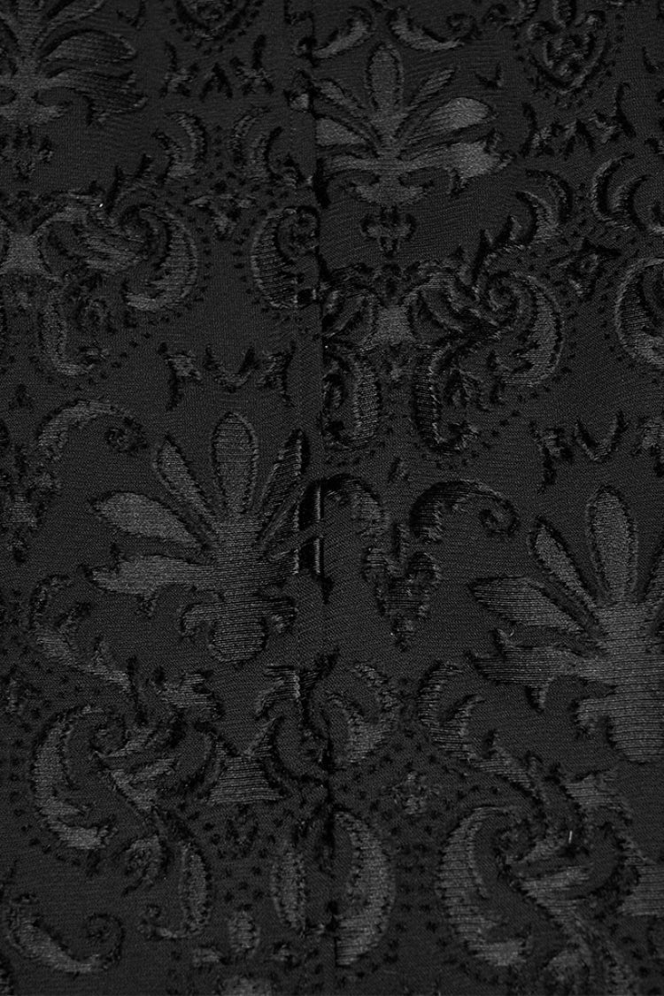Black Long Sleeves V Collar Floral Embroidery Men's Gothic Vest - Product - 7