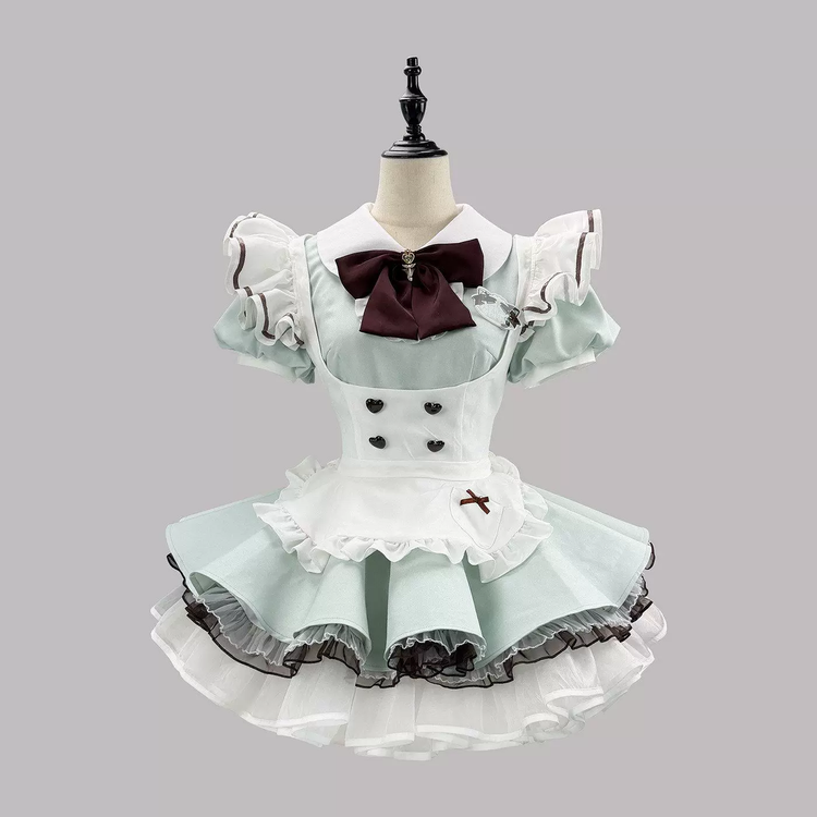 Cute Maid Lolita Dress with Heart Buttons and Bow Charm - view 16
