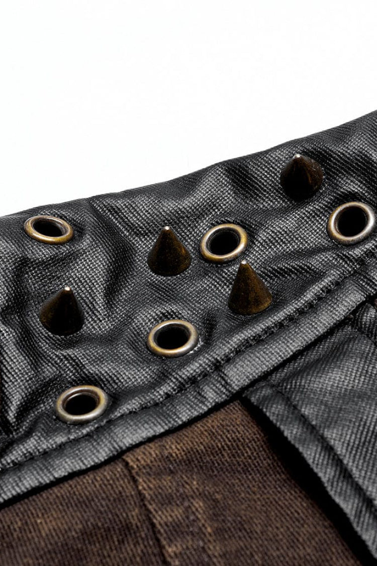 Women's Stand Collar Rivet Buckle Steampunk One-Arm Jacket 2 Colors - Product - 14