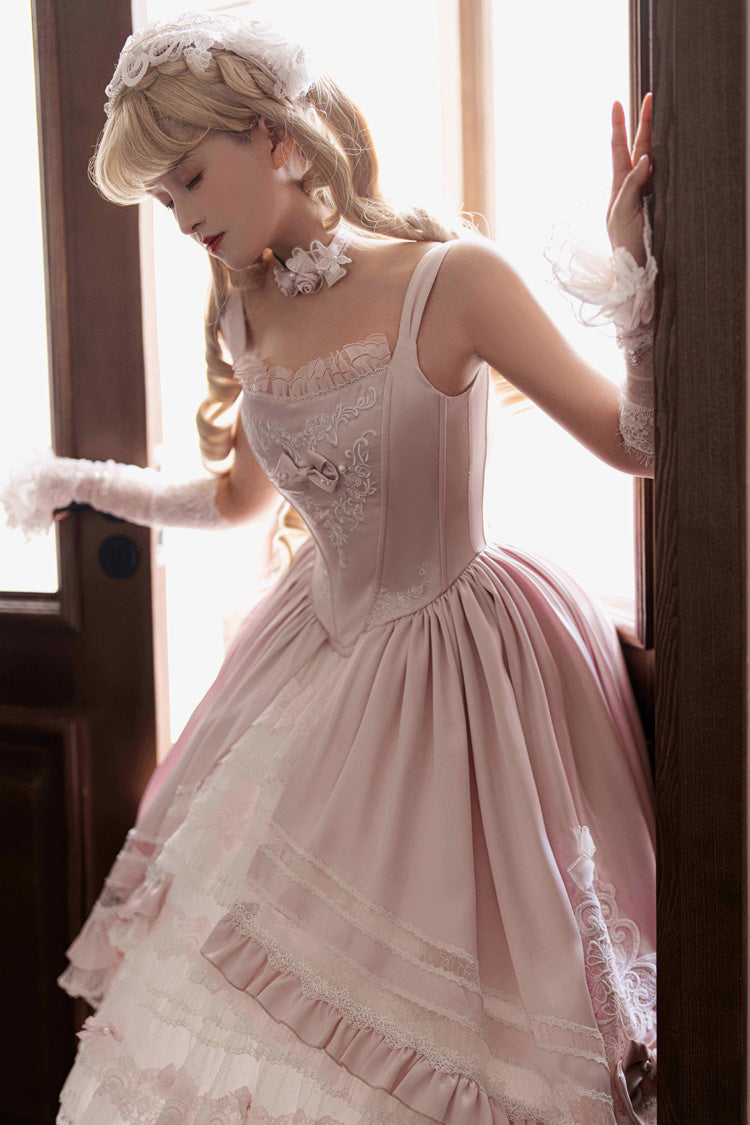 Pink [Promise of the Rose] Multi-Layered Ruffled Hanayome Open-Front Bow Sweet Gorgeous Lolita Jsk Dress Set - Product - 7