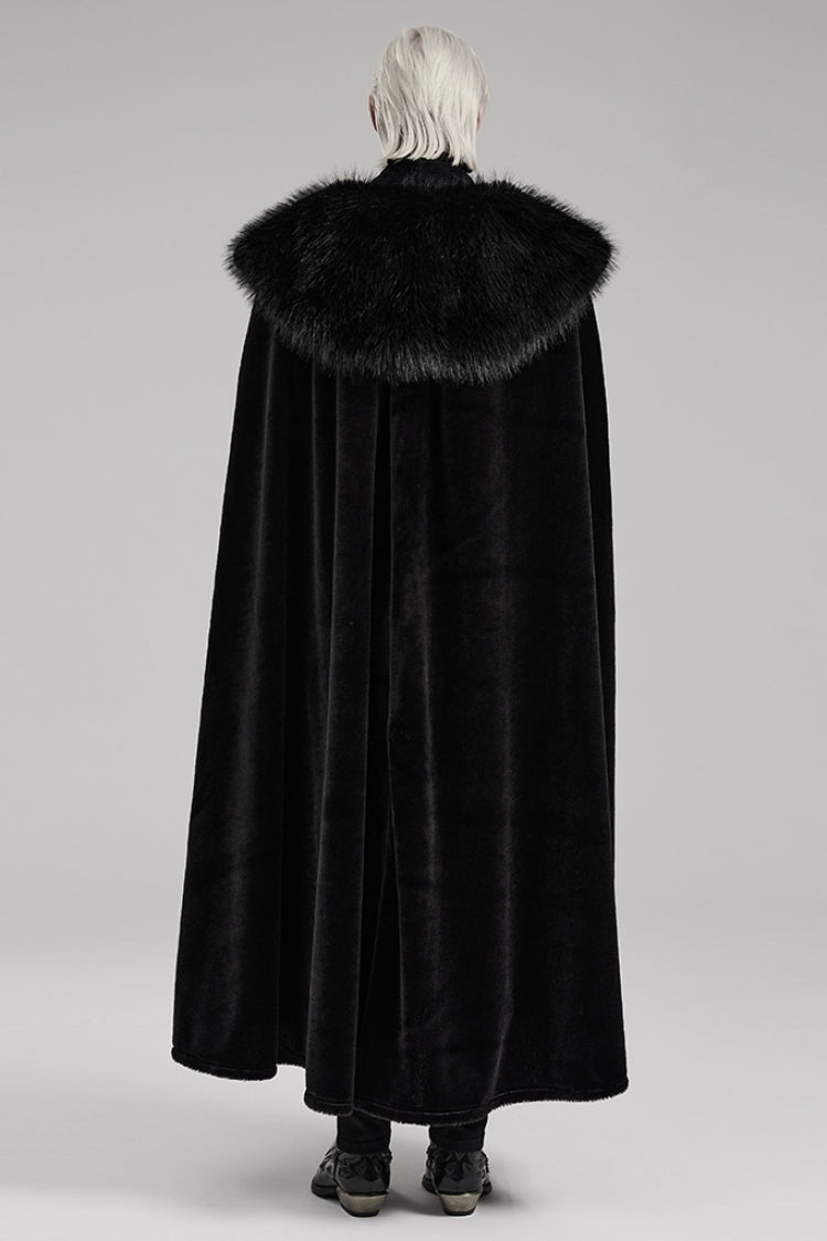 Black Detachable Collar Men's Gothic Cloak Coat - Product - 3
