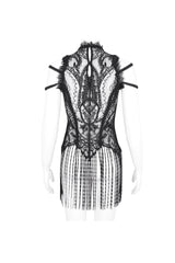 Black Round Collar Embroidery Lace Womens Gothic T-Shirt - Product - 9