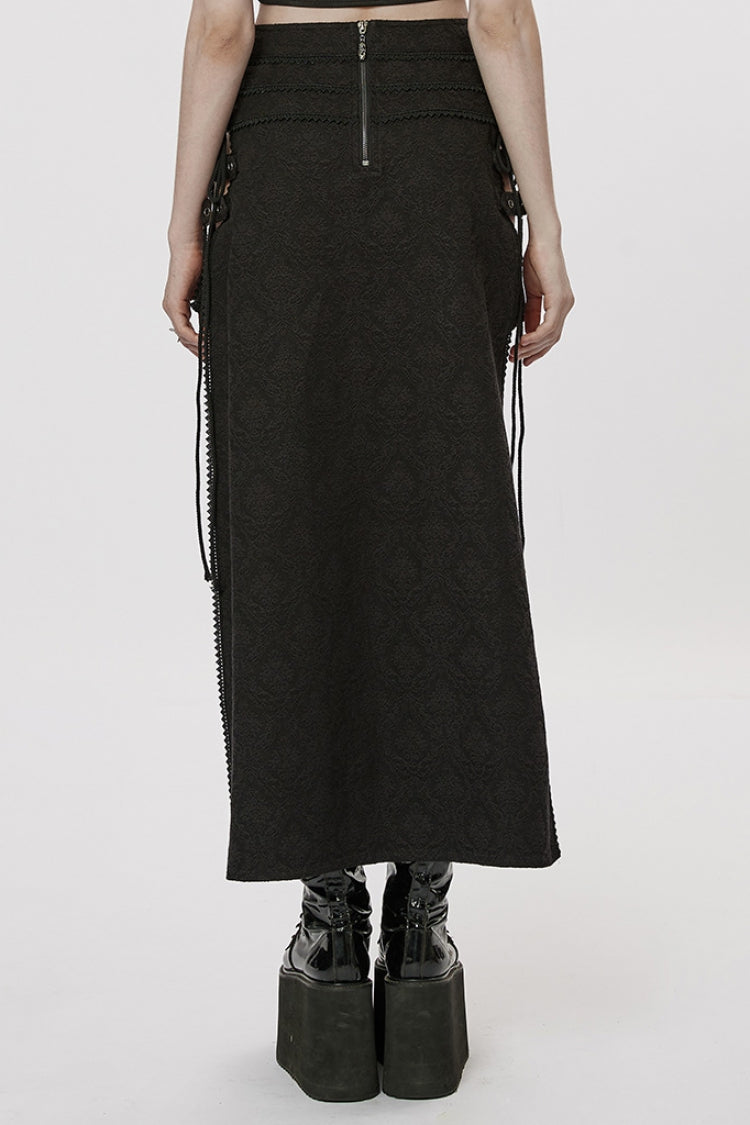 Black Jacquard Butterfly Embroidery Lace Irregular Women's Steampunk Skirt - Product - 3