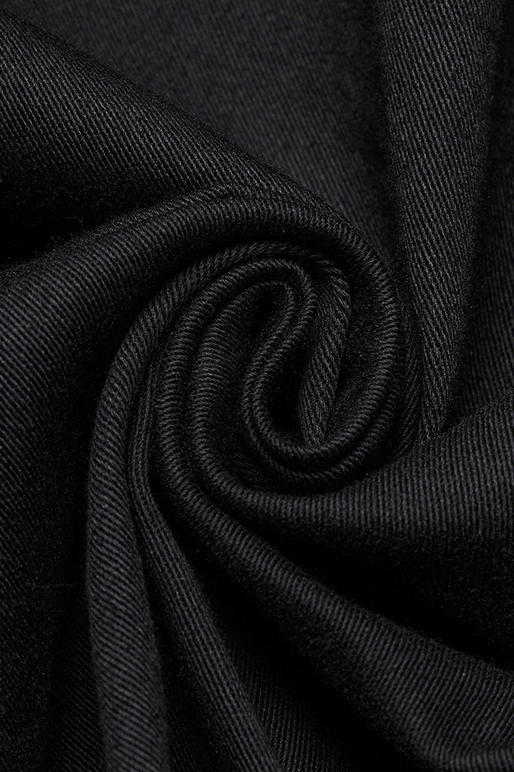 Black Lapel Collar Long Sleeves Rings Men's Punk Blouse - Product - 8
