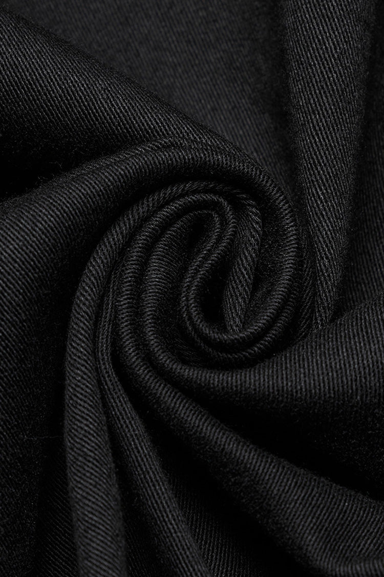 Black Lapel Collar Long Sleeves Rings Men's Punk Blouse - Product - 8