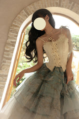 Green Gradient Multi-Layered Print Sweet Lolita Skirt - Product - 6