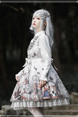 Lapel Collar Long Sleeve Black Fairy Tale Print Gothic Lolita JSK Dress - Product - 3
