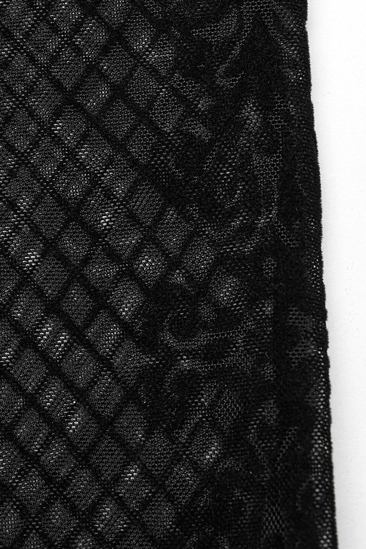 Black Long Sleeves Mesh Women's Gothic Blouse - Product - 9