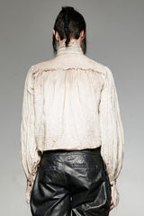 White Long Lantern Sleeves Retro Metal Button Mens Steampunk Tie Shirt - Product - 3
