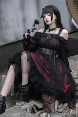 Twelve O'Clock Star Irregular Hem Gothic Lolita OP Dress - Product - 3