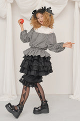 Black/White Round Collar Long Sleeves Printed Classic Ouji Lolita Pumpkin Shorts Set - Product - 8