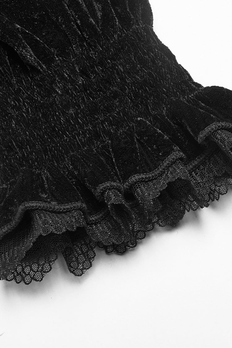 Black Stand Collar Long Sleeves Embroidery Floral Lace Women's Gothic Tops - Product - 6
