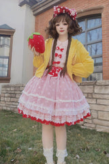 [Wave Candy] Triple-Layered Print Ruffle Bowknot Sweet Lolita Skirt 3 Colors - Product - 8
