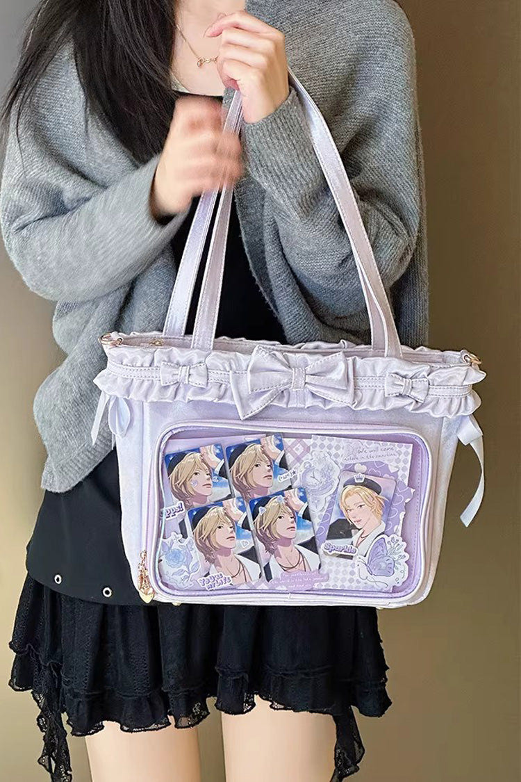 [Ballet Holiday] Ruffled Bow Sweet Japanese Crossbody Shoulder Lolita Itabag 10 Colors - Purple - 20