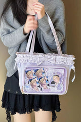 [Ballet Holiday] Ruffled Bow Sweet Japanese Crossbody Shoulder Lolita Itabag 10 Colors - Purple - 20