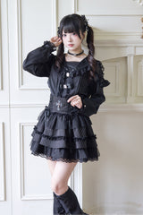 Jirai Kei Navy Collar Long Sleeves Bowknot Lace Sweet Japanese Blouse 3 Colors - Product - 13