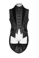 Black Victorian Swallow Tail Sleeveless Print Mens Gothic Vest - Product - 5