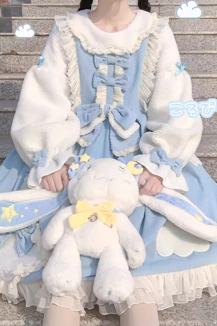 [Winter Clouds Clear Up] Long Sleeves Ruffle Bowknot Lace Sweet Lolita Dress 2 Colors - Product - 4