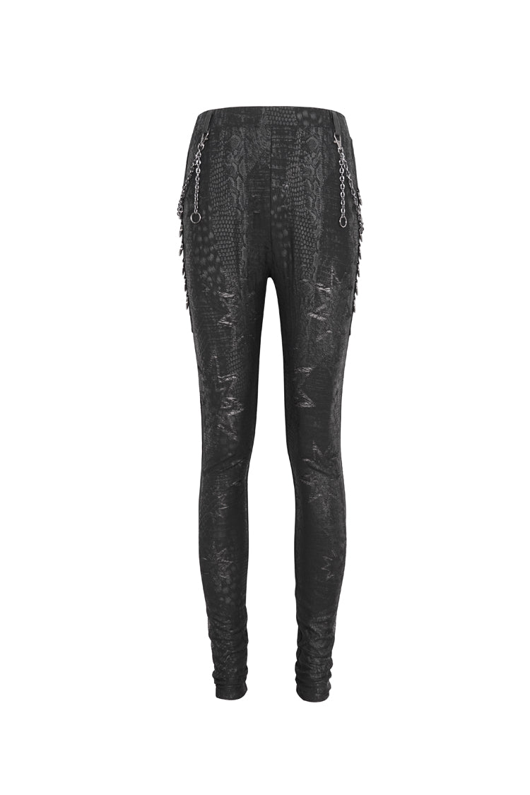 Black Jacquard Print Stitching Lace Women's Punk Pants - Product - 7