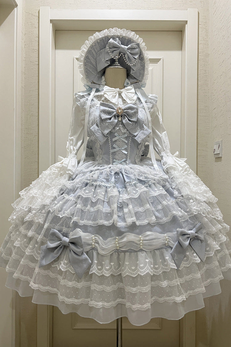 Blue [Dream Prologue] Doll Multi-Layered Bowknot Lace Sweet Princess Lolita Dress - Blue - 1