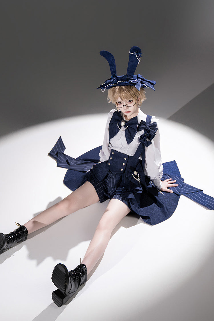 Blue Rabbit Theater Vertical Stripes Print Ouji Fashion Sweet Prince Cool Lolita Shorts - Product - 4